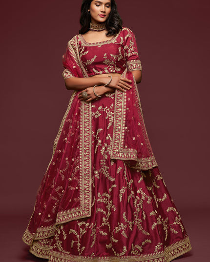 Charismatic Maroon Art Silk Wedding Lehenga Choli