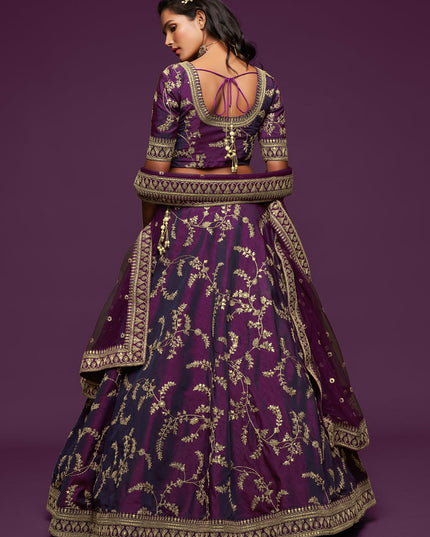 Spectacular Purple Art Silk Wedding Lehenga Choli