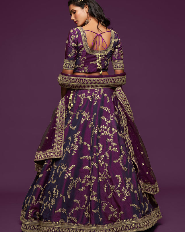 Spectacular Purple Art Silk Wedding Lehenga Choli