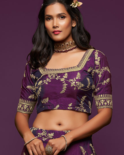 Spectacular Purple Art Silk Wedding Lehenga Choli