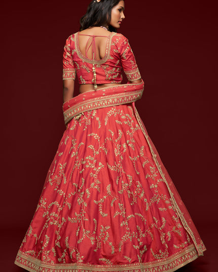 Astonishing Gajari Art Silk Wedding Lehenga Choli