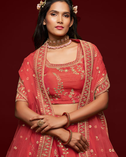 Astonishing Gajari Art Silk Wedding Lehenga Choli