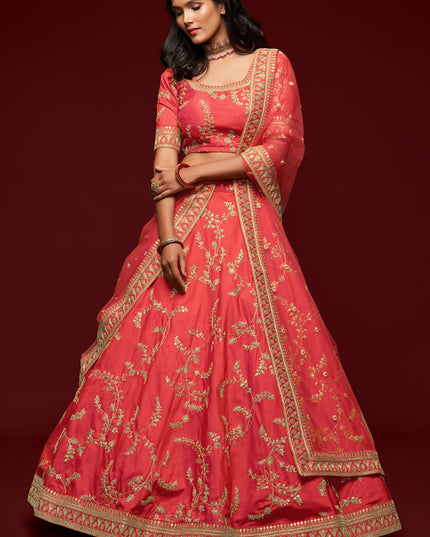 Astonishing Gajari Art Silk Wedding Lehenga Choli