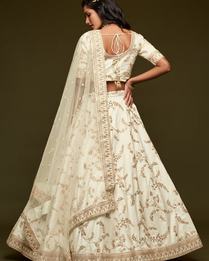 Elegant White Art Silk Wedding Lehenga Choli