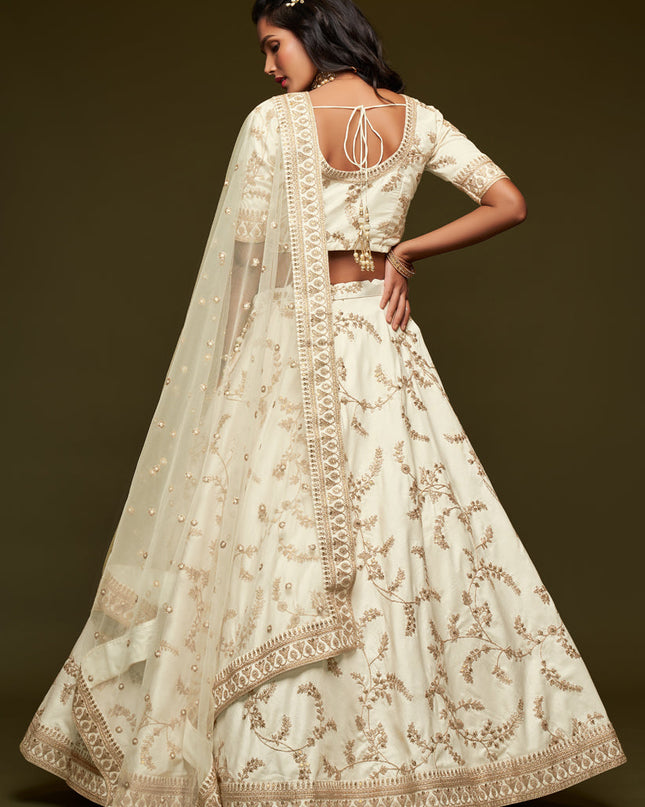 Elegant White Art Silk Wedding Lehenga Choli