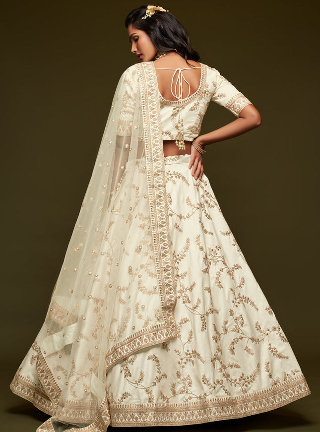 Elegant White Art Silk Wedding Lehenga Choli