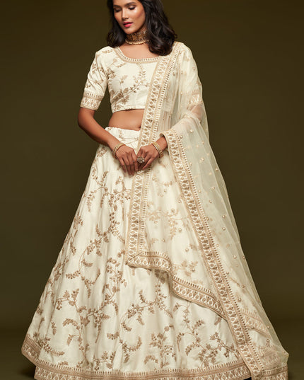Elegant White Art Silk Wedding Lehenga Choli
