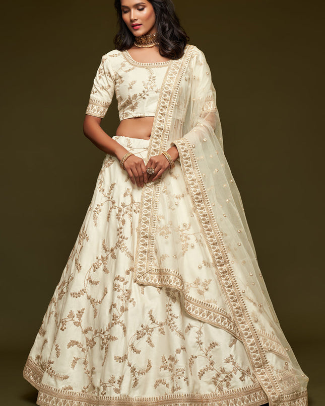 Elegant White Art Silk Wedding Lehenga Choli