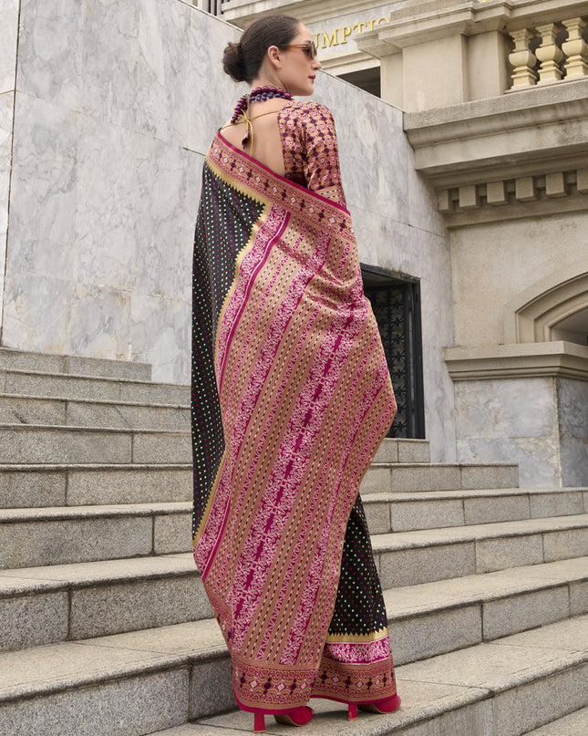 Black Banarasi Silk Woven Saree