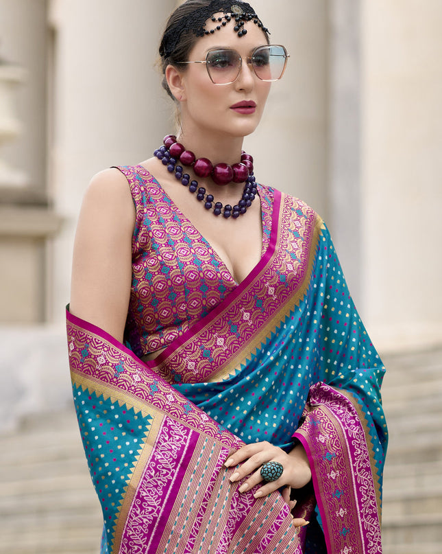 Peacock Blue Banarasi Silk Woven Saree