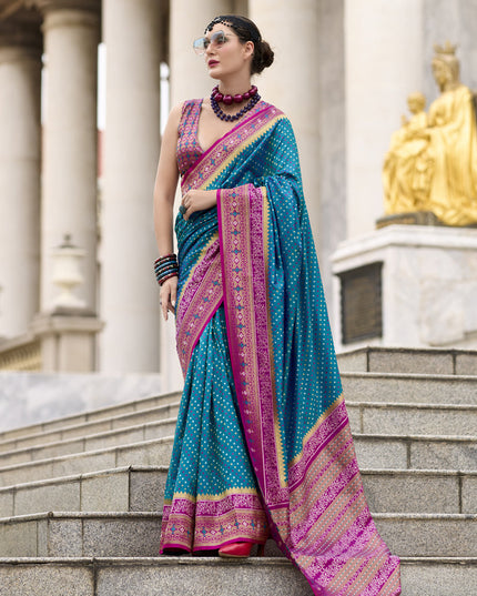 Peacock Blue Banarasi Silk Woven Saree