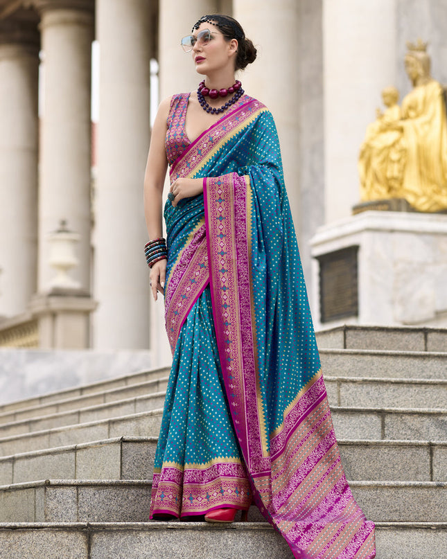 Peacock Blue Banarasi Silk Woven Saree