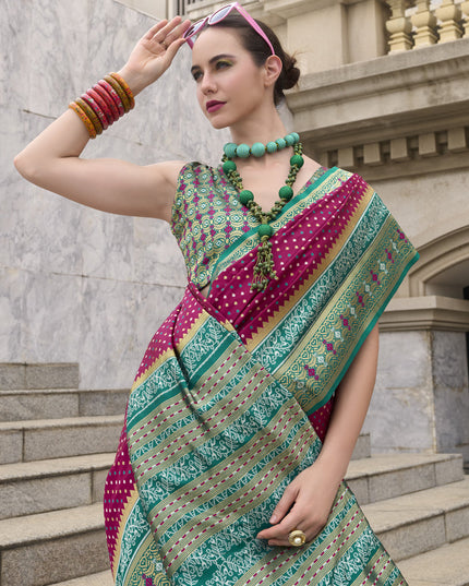 Raspberry Pink Banarasi Silk Woven Saree