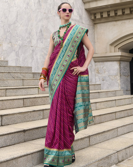 Raspberry Pink Banarasi Silk Woven Saree