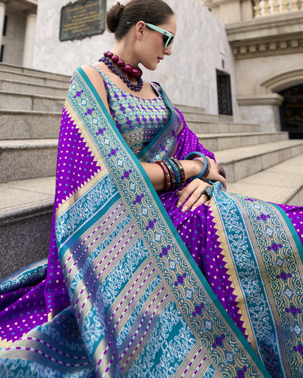 Purple Banarasi Silk Woven Saree