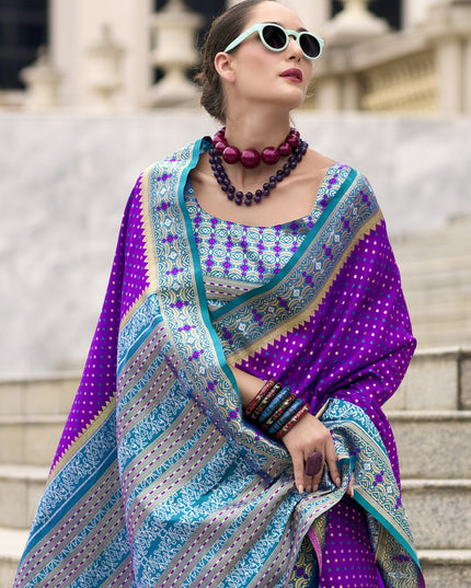 Purple Banarasi Silk Woven Saree