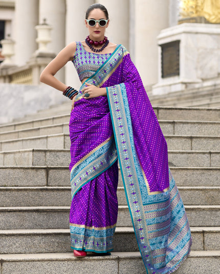 Purple Banarasi Silk Woven Saree