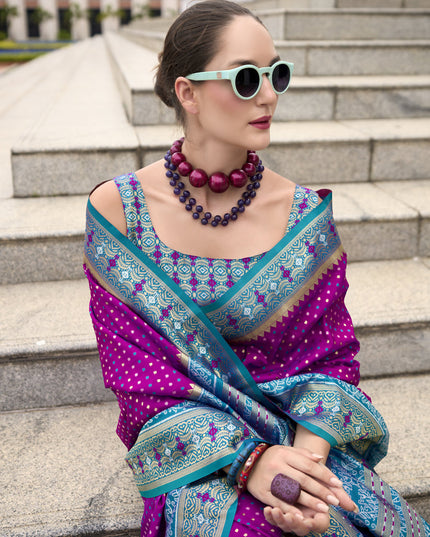 Magenta Banarasi Silk Woven Saree