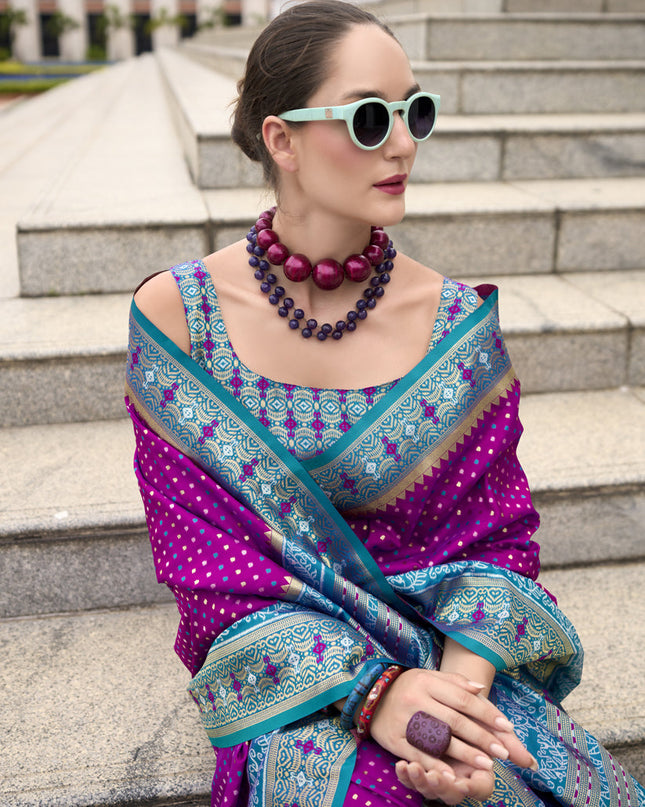 Magenta Banarasi Silk Woven Saree
