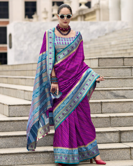 Magenta Banarasi Silk Woven Saree