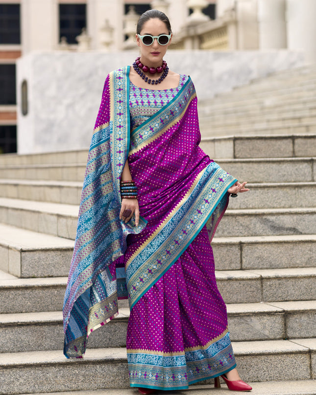 Magenta Banarasi Silk Woven Saree
