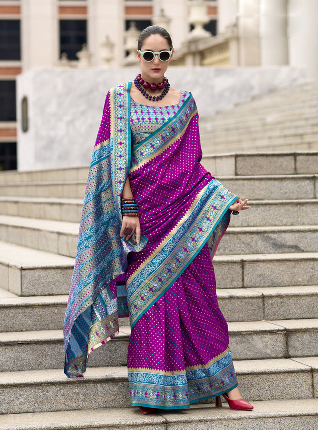 Magenta Banarasi Silk Woven Saree