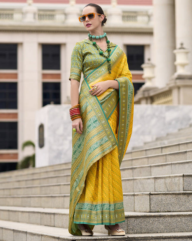 Sunny Yellow Banarasi Silk Woven Saree
