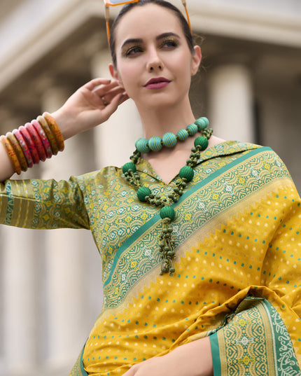 Sunny Yellow Banarasi Silk Woven Saree