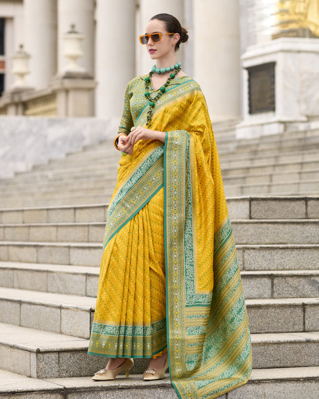 Sunny Yellow Banarasi Silk Woven Saree