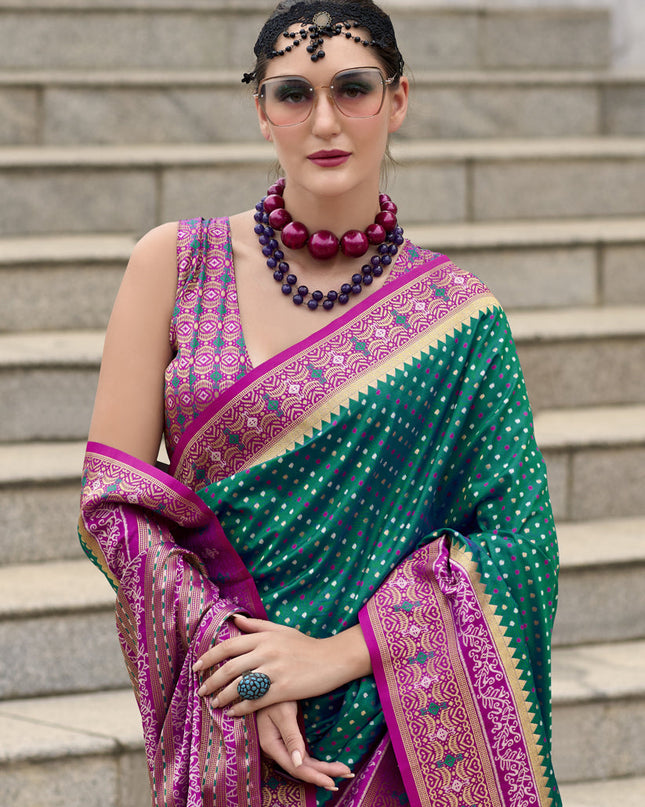 Emerald Green Banarasi Silk Woven Saree