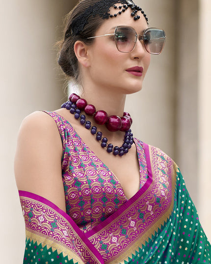 Emerald Green Banarasi Silk Woven Saree