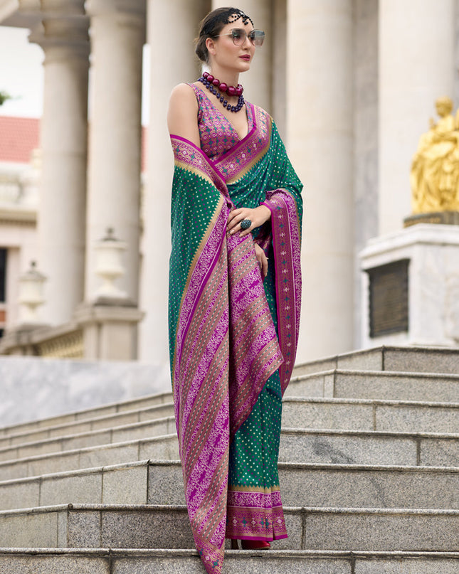 Emerald Green Banarasi Silk Woven Saree