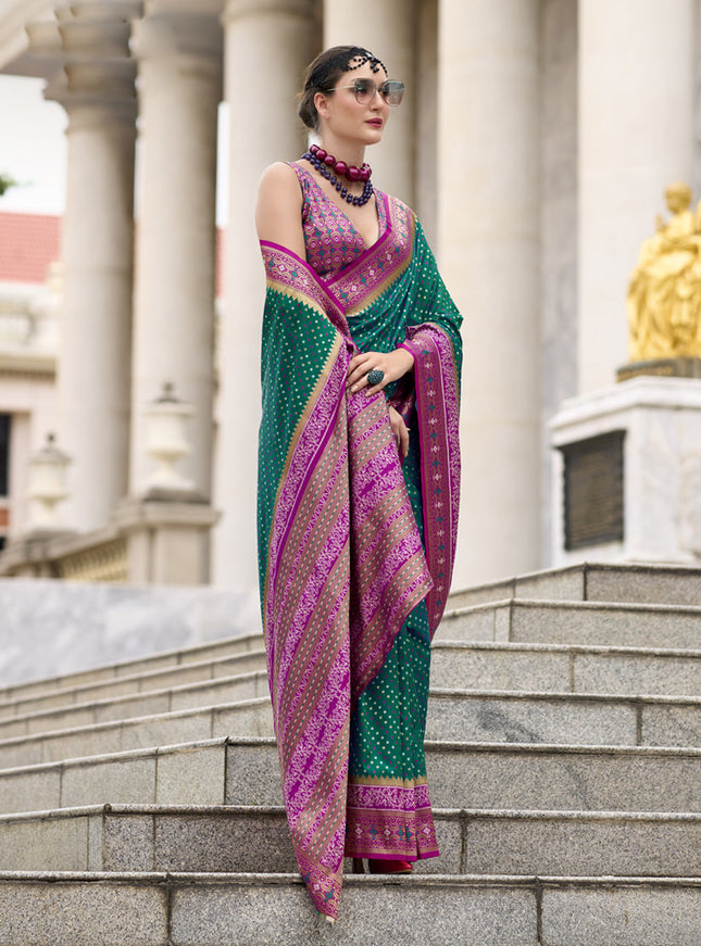 Emerald Green Banarasi Silk Woven Saree