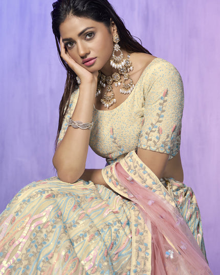 Off White Heavy Designer Lehenga Choli Set