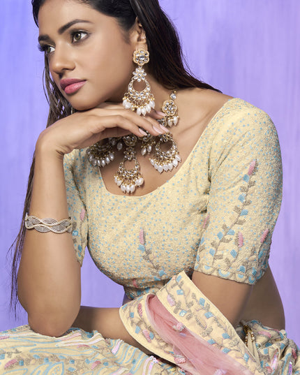 Off White Heavy Designer Lehenga Choli Set