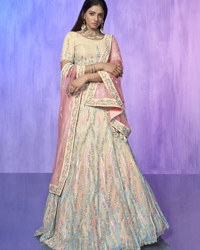 Off White Heavy Designer Lehenga Choli Set