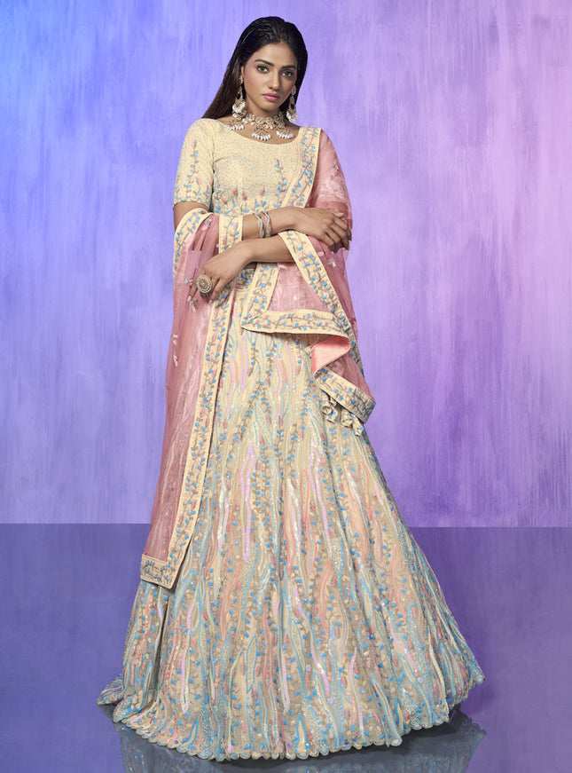 Off White Heavy Designer Lehenga Choli Set