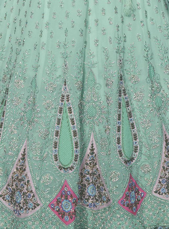 Aqua Green Heavy Designer Lehenga Choli Set
