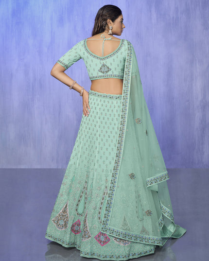 Aqua Green Heavy Designer Lehenga Choli Set