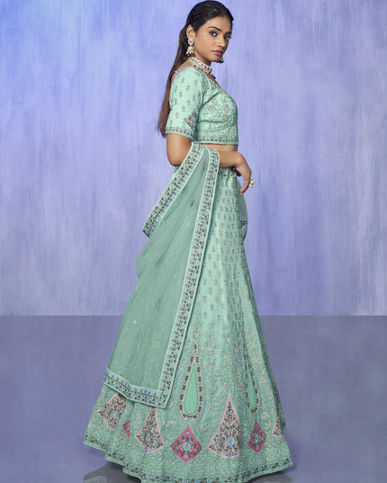 Aqua Green Heavy Designer Lehenga Choli Set
