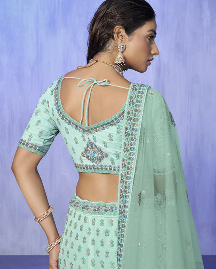 Aqua Green Heavy Designer Lehenga Choli Set