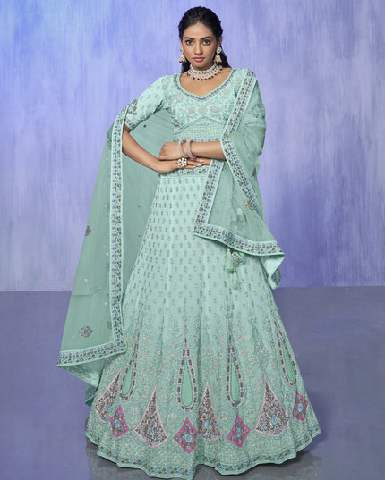 Aqua Green Heavy Designer Lehenga Choli Set