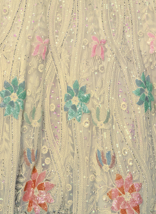 Off White Heavy Designer Lehenga Choli Set