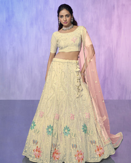 Off White Heavy Designer Lehenga Choli Set