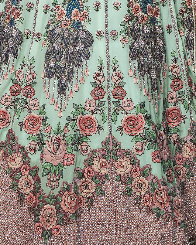 Aqua Blue Heavy Designer Lehenga Choli Set