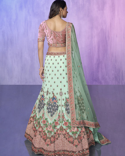 Aqua Blue Heavy Designer Lehenga Choli Set