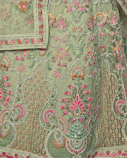 Parrot Green Heavy Designer Lehenga Choli Set