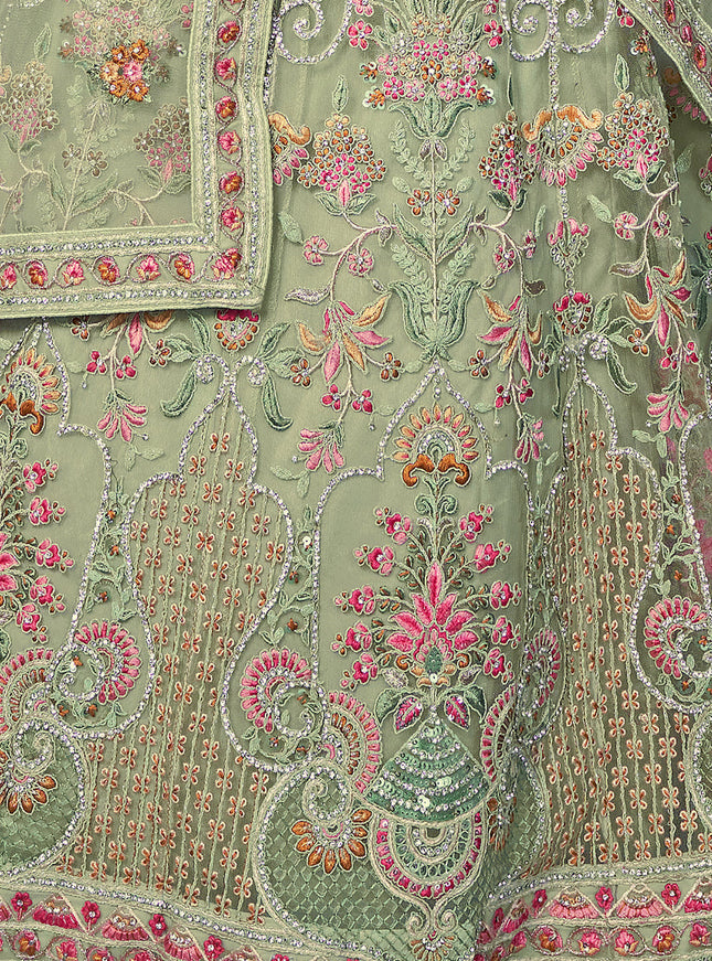 Parrot Green Heavy Designer Lehenga Choli Set