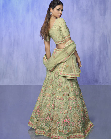 Parrot Green Heavy Designer Lehenga Choli Set