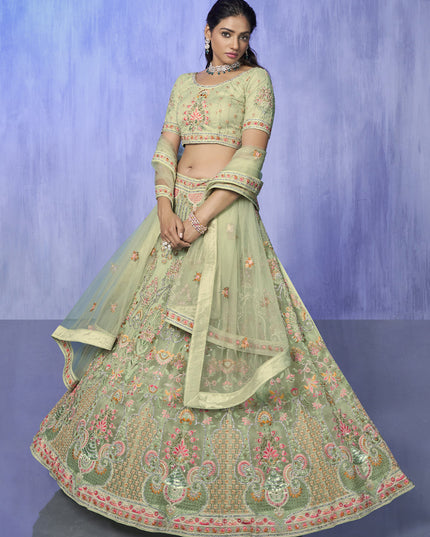 Parrot Green Heavy Designer Lehenga Choli Set